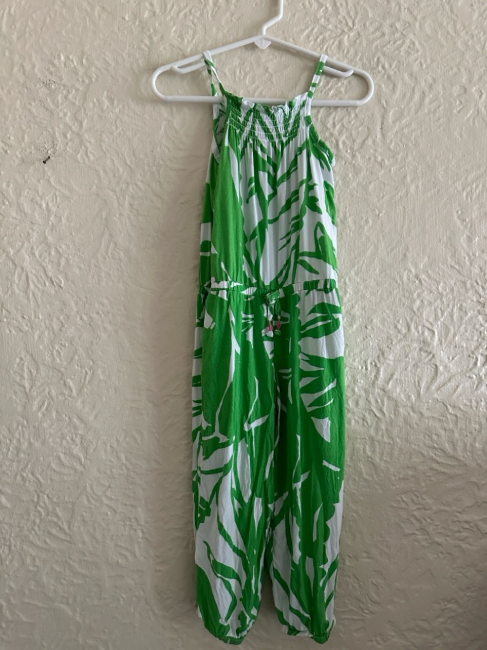 Lilly Pulitzer for Target Boom Boom Smocked Green White Palm Leaf Jumpsuit Kids - Picture 6 of 6